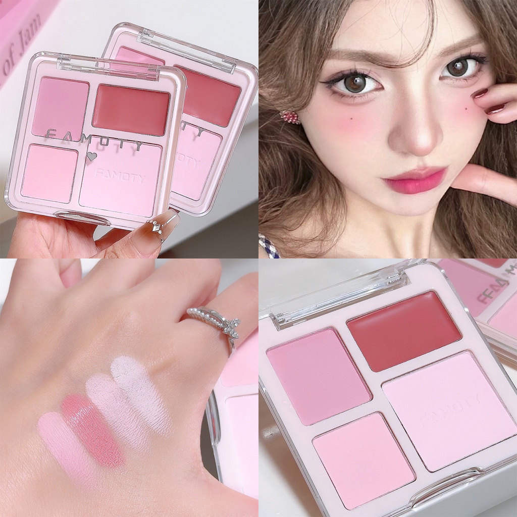 4 สี Blush Palette Rose Hawthorn Cheek Tint Blusher Powder Natural Face แต่งหน้า Matte Peach Rouge Contour Shadow Palette