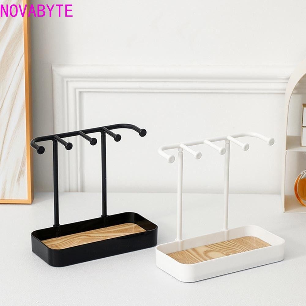 Novabyte กล่องเก็บเครื่องประดับ,พร้อมฐานกล่องเก็บ PP ต่างหูชั้นวางจอแสดงผล, Key Display Rack โต๊ะไม้อุปกรณ์ Organizer ผู้หญิง