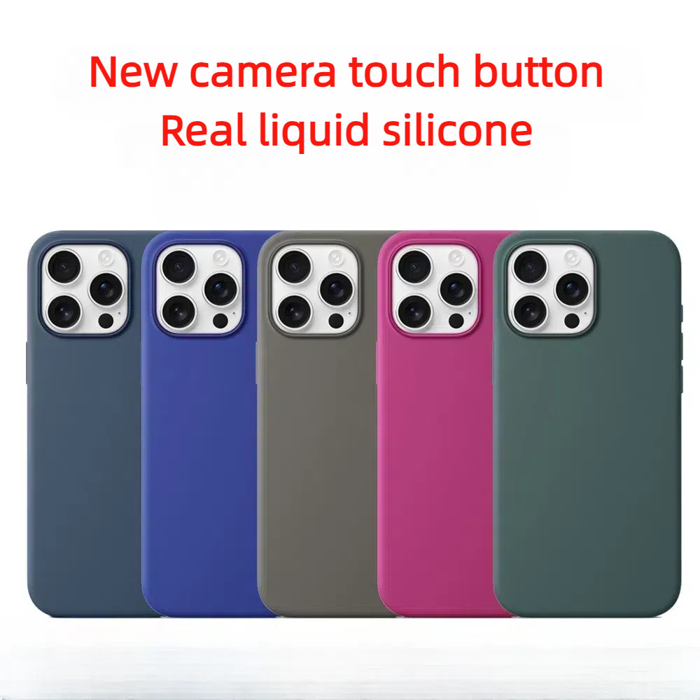 ปุ่มสัมผัสกล้องเหมาะสําหรับ IP 16 Pro Max เคสโทรศัพท์ซิลิโคนเหลวแม่เหล็กดูด 16Plus Mag Animation