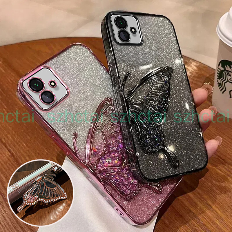 เคส Samsung A06 A05 A04 A03 A03S A02S หรูหรา ชุบทรายไหล เงางาม แวววาว เกราะป้องกันใสกันกระแทกพร้อมวง