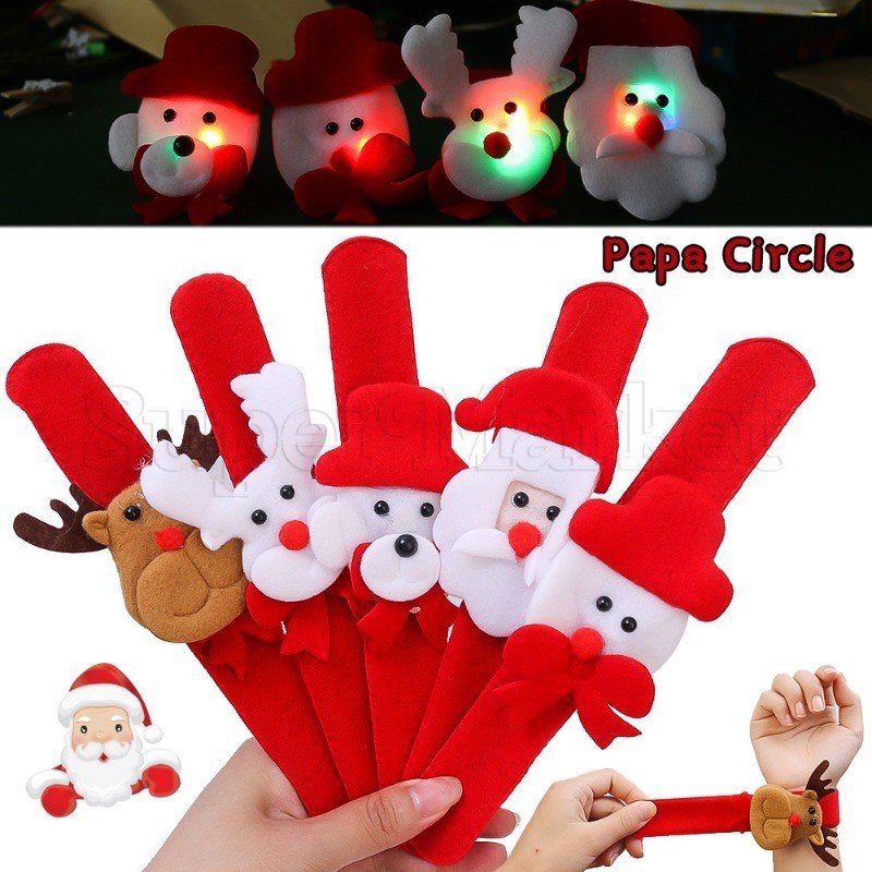 [โดดเด่น] Christmas Clap Circle - สายรัดข้อมือการ์ตูนซานตาคลอส - สร้อยข้อมือแหวนตบคริสต์มาสตลก - ปัจจุบันเด็ก - ตกแต่งปาร์ตี้ในเทศกาล