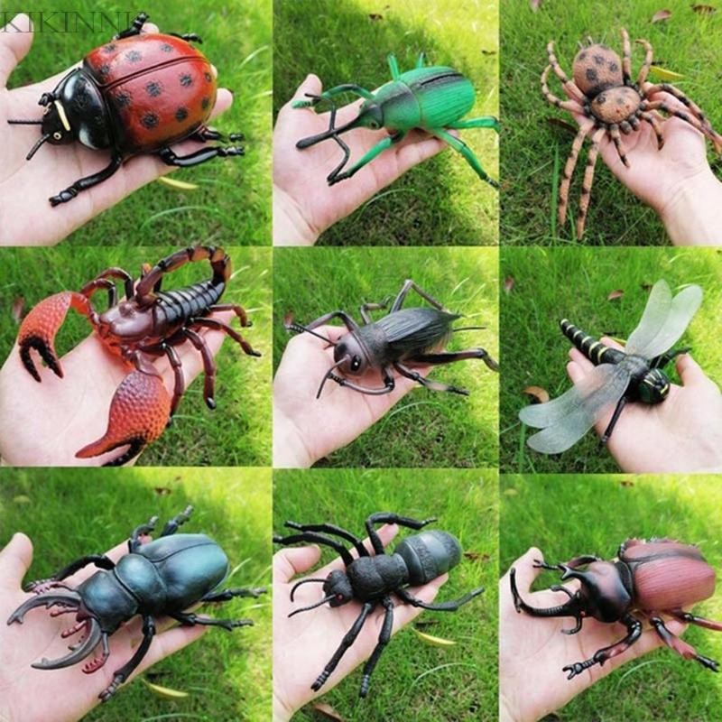 Kikin Creepy แมงมุมปลอมเหมือนจริง จิ้งหรีดเต่าทอง Grasshoppe โมเดลจําลองแมลง