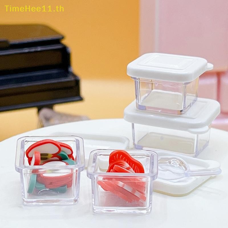 Timehee 1 ชุด 1/12 กล่องข้าวตุ๊กตา Bento กล่องเก็บ W/Shovel รุ่น Dollhouse Miniature ตกแต่งห้องครัวตุ๊กตา House ฉากของเล่น TH