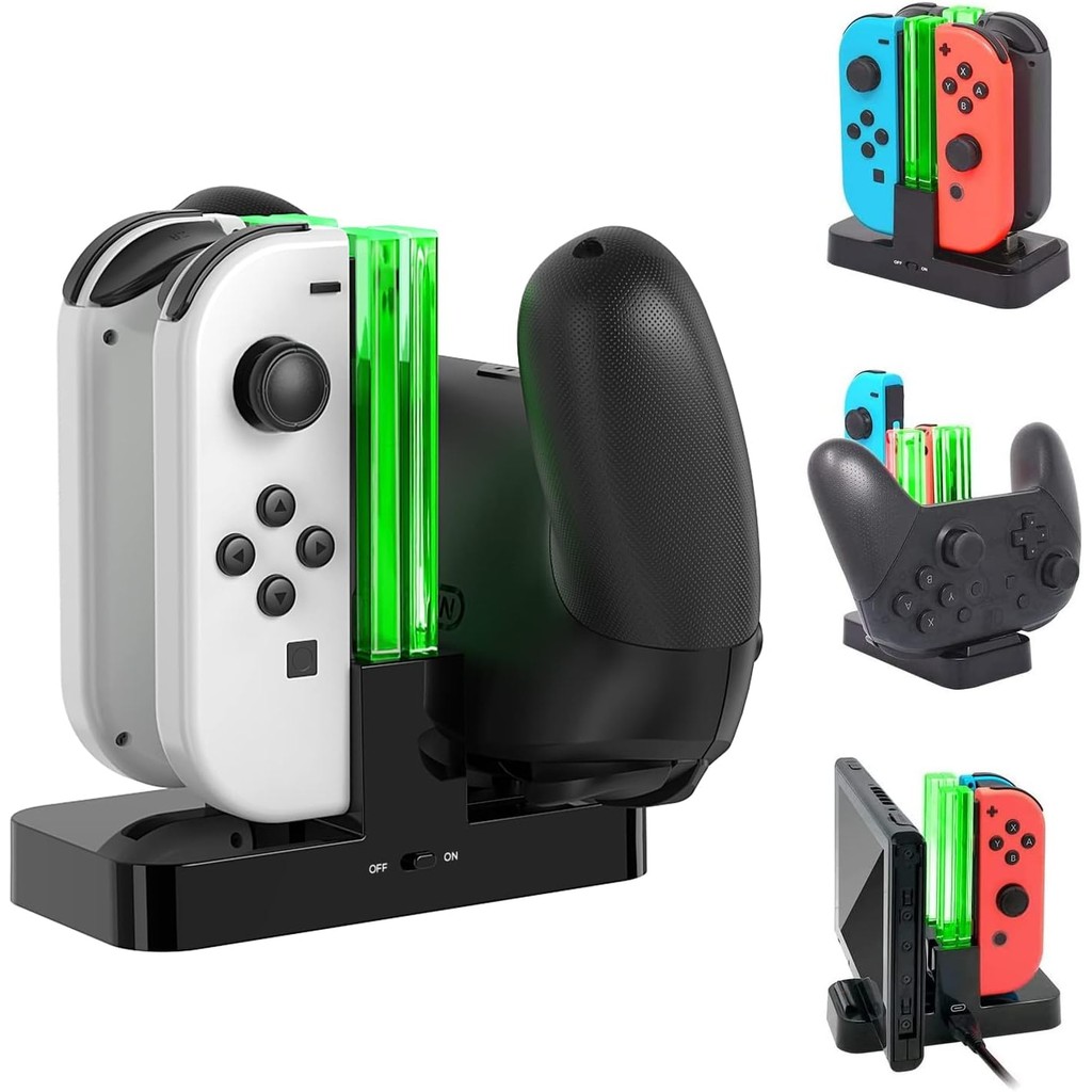 DOBE แท่นชาร์จ Joy-Con 5 in 1 สําหรับ Nintendo Switch 1/ 2/ OLED หุ้นท้องถิ่น