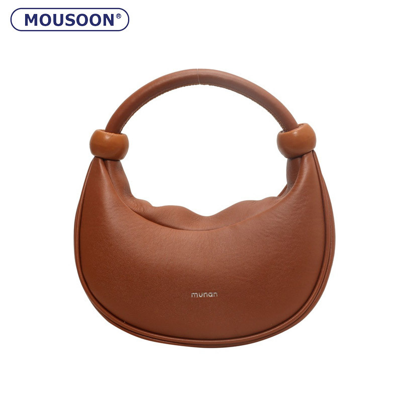 Mousoon กระเป๋าสะพายผู้หญิงสไตล์เกาหลี Ins หนังนุ่ม PU มินิแบบพกพาเรียบง่ายกระเป๋าดวงจันทร์ทุกคู่