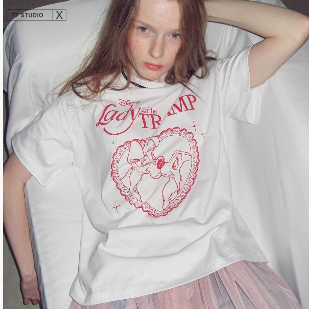 COD（จัดส่งภายใน 24 ชั่วโมง）เสื้อยืด oversized t shirt cottonหัวใจ แฟชั่น สวมใส่สบาย สีขาว S-3XLเสื้อ