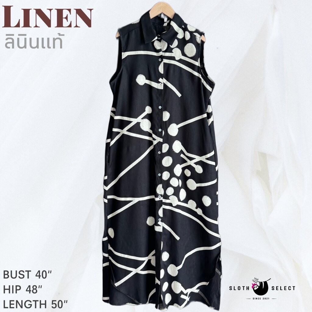 SLOTH SELECT…เดรสลินินแท้💯 ผ้านำเข้า ลายน่ารัก ใครใส่ก็น่ารักค่ะ