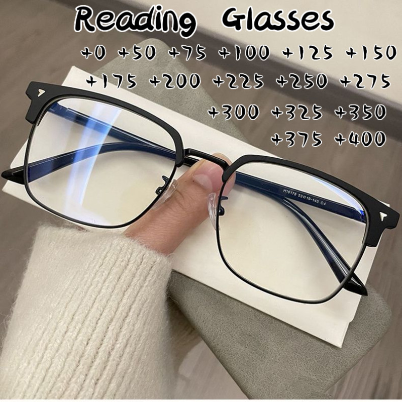 แว่นอ่านหนังสือสำหรับผู้ชาย ปริมาณการเพิ่มระดับ +50 ถึง +400 ป้องกันแสงสีฟ้าและเหมาะสมสำหรับสายตายาว