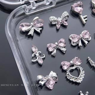 สติ๊กเกอร์ติดเล็บตกแต่งเล็บ Rhinestone คริสตัลเพชรสีชมพู 10 ชิ้น KOUDAN