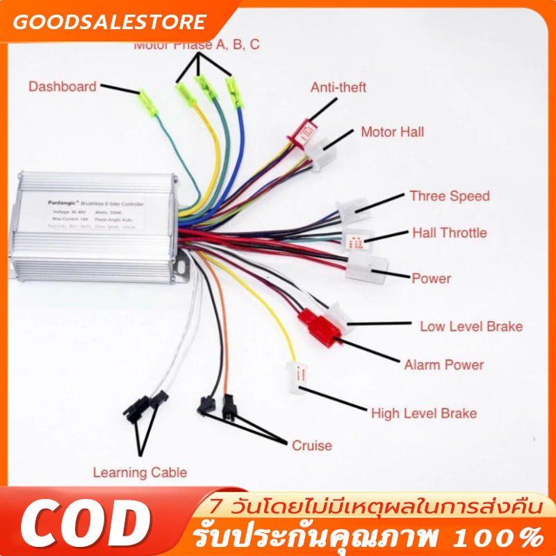 [จัดส่งจากกรุงเทพ+จัดส่งฟรี]🔥COD กล่องควบคุมจักรยานไฟฟ้า 36/48V 400W คลื่นไซน์เวฟ ใช้กับมเตอร์ 350W 