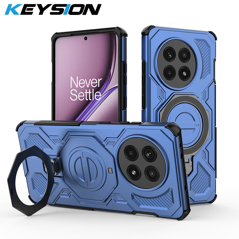 KEYSION เคสแม่เหล็กกันกระแทกสําหรับ OnePlus 13R 13 5G ซิลิโคน + PC Upright Live แหวนโลหะขาตั้งฝาครอบ