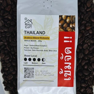 เมล็ดกาแฟโรบัสต้าเบลนด์ คัดเมล็ด 500/250 กรัม คั่วเข้ม เข้มหอม ชงได้ทุกเมนู แบบเมล็ดแบบบด Roof Coff