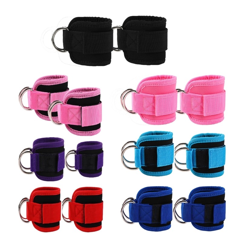 CLII 1Pair Gym Ankle Strap Double D Rings Ankle Cuffs Glute Kickbacks Ankle Strap