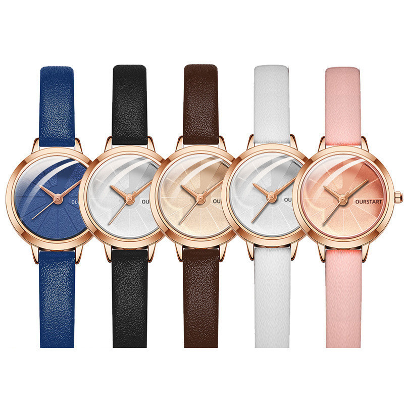 นักเรียนสาวนาฬิกาสร้างสรรค์นาฬิกาควอทซ์ที่เรียบง่ายนิชความรู้สึกระดับไฮเอนด์