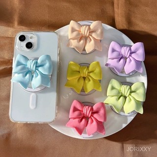 INS Solid Color 3D Bowknot Magnetic Phone Stand for Women, Desktop Support Holder,  Retractable