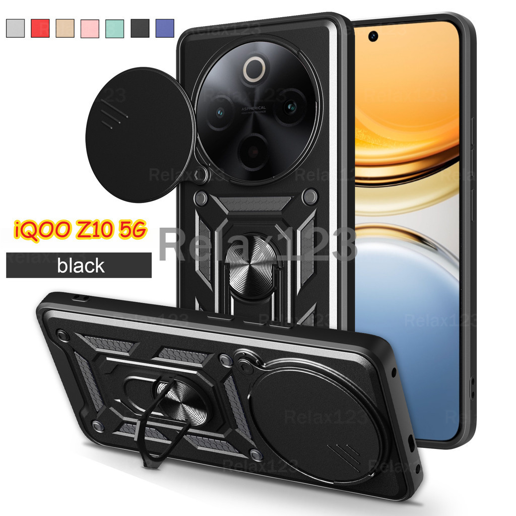 สําหรับ iQOO Z10 5G 2025 เกราะกันกระแทกสําหรับ Vivo iQOO Z10/Z10x iqoo Z 10 x 5G 2025 APush ดึงกล้องปกป้องเคสโทรศัพท์รถแหวนแม่เหล็กขาตั้งผู้ถือปกหลัง
