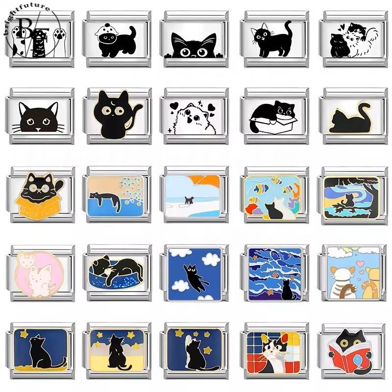 สร้อยข้อมือ.charm แบบอิตาเลียน ออกแบบสำหรับสัตว์เลี้ยง เช่น แมวและสุนัข ขนาด 9 มม. จากสแตนเลส ทำเองได้ง่าย และสไตล์เรโทร