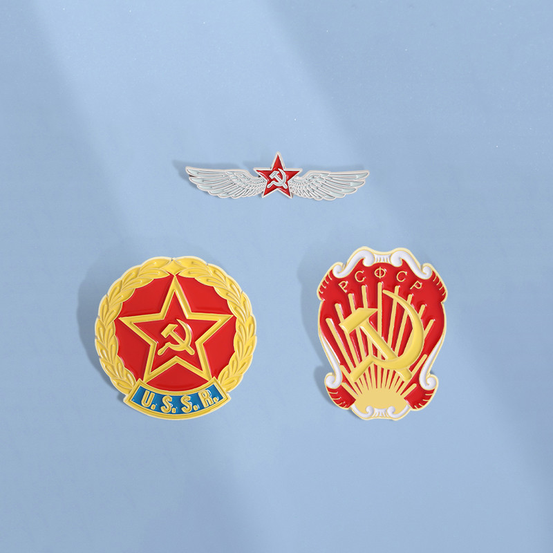 Red Star Hammer Sickle เข็มกลัดแบบหมุดโลหะ สำหรับกระเป๋าเป้ ของขวัญสำหรับเพื่อน