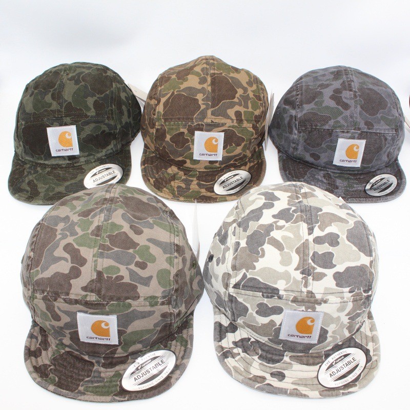 Workwear ลายพราง Duckbill หมวกฮิปฮอปปีกแบนห้าแพนอัลหมวกเบสบอลกลางแจ้ง