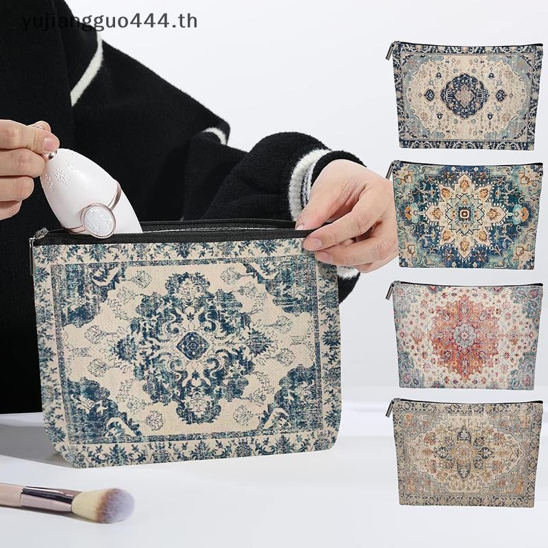 # yuyu # Boho กระเป๋าเครื่องสําอางสไตล์ชาติพันธุ์แบบพกพามัลติฟังก์ชั่นกระเป๋าเดินทางกระเป๋าแป้งกระเป