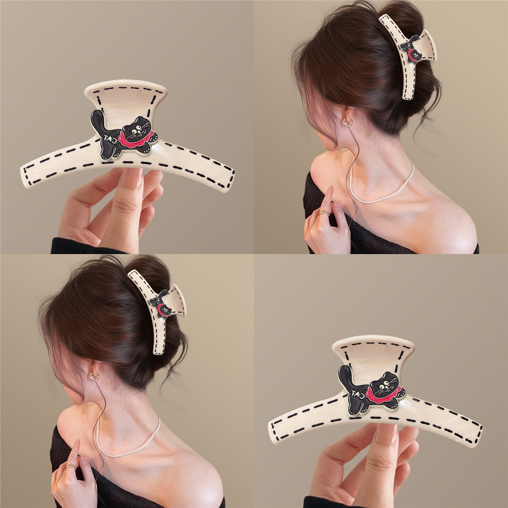 คลิปจุดลายแมวและสุนัข สีฟ้าและสีขาว พร้อมกิ๊บติดผมฉลามขนาดใหญ่ สำหรับทรงผมในสไตล์เกาหลี - รูปที่ 5
