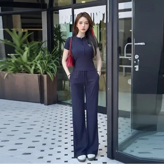 ชุดเซตแฟชั่น สีเทาเรียบหรู กางเกงขากว้าง ใส่ได้ทุกวัน