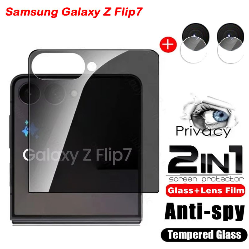 SAMSUNG สําหรับSamsung Galaxy Z Flip 7 6 5 4 4G 7FE 5G 2025 ความเป็นส่วนตัวกระจกนิรภัยป้องกันหน้าจอคลุมทั้งหมดฟิล์มป้องกันโทรศัพท์สําหรับSamsung ZFlip7 Flip7FE Flip6 Flip5 เลนส์กล้อง