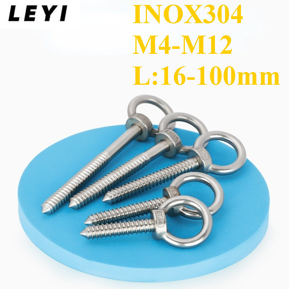 ตะขอสกรูสแตนเลส 304 คุณภาพสูง ขนาด M4 - M12 ความยาว 16 - 100 มม. เหมาะสำหรับงาน DIY และการติดตั้งทุก