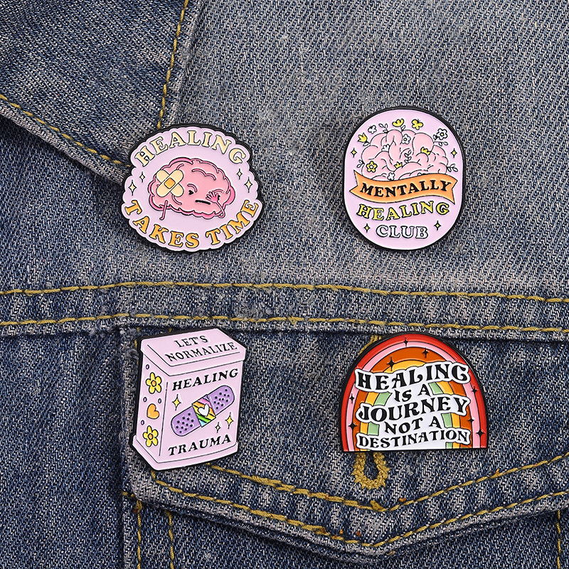 เข็มกลัดลายสมองสุขภาพจิต แบบบอร์ดน่ารัก พร้อมติดที่กระเป๋าเป้ เป็นของขวัญให้เพื่อน - รูปที่ 2