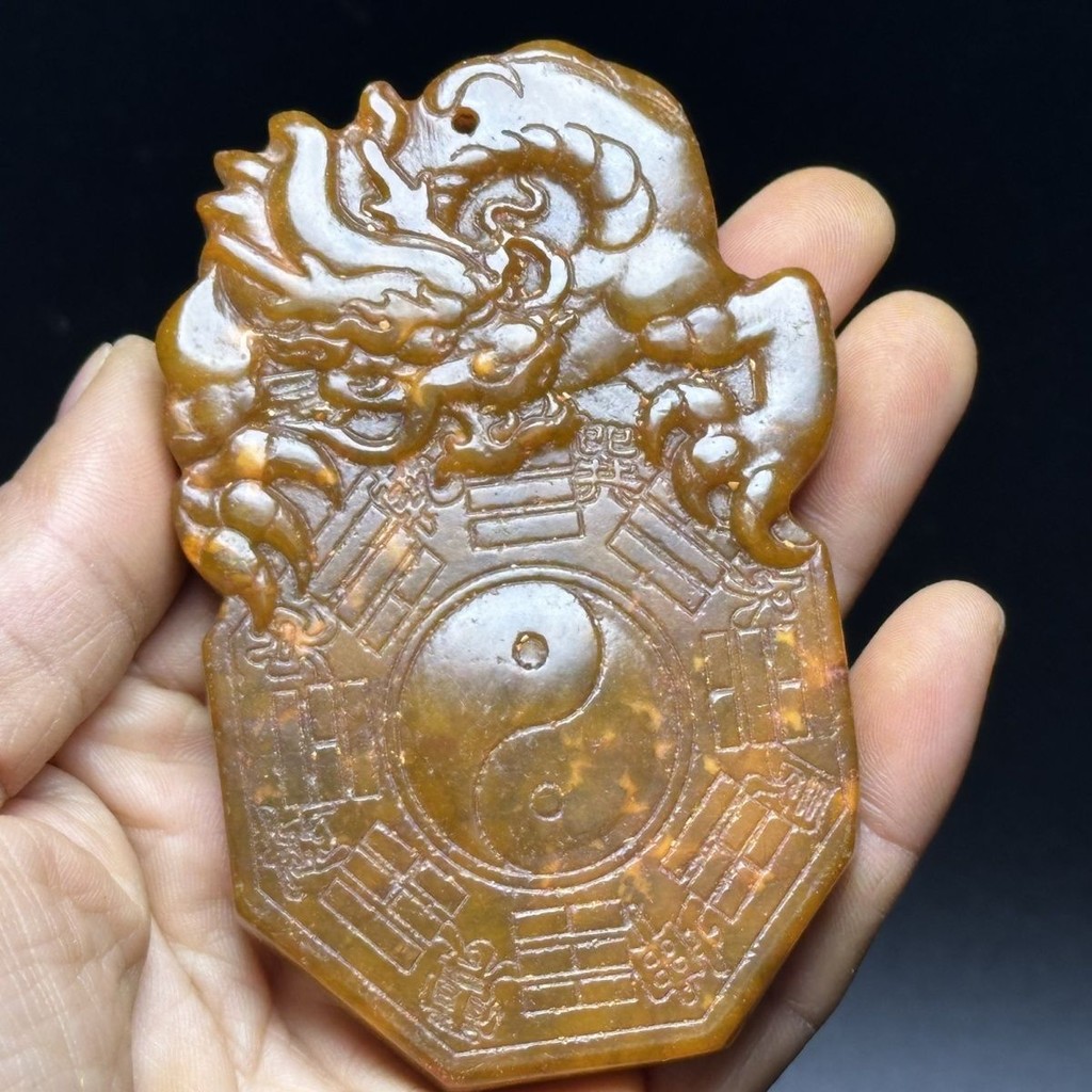 หยกเก่าโบราณสัตว์ใบหน้าหยก Qinglong Token Gaogu Xiuyu จี้โบราณจับรายการเครื่องประดับแบรนด์มังกร20250716