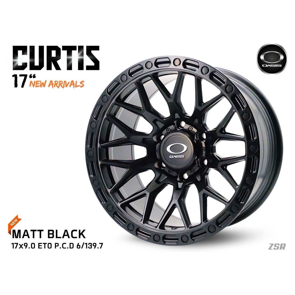 ล้อแม็ก ขอบ17 OASIS CURTIS NEW ARANALS 17X9.0 6H139.7 ET-O สีดำMB ราคา4วงแถมจุ๊บลมยางแท้มีรับประกันน