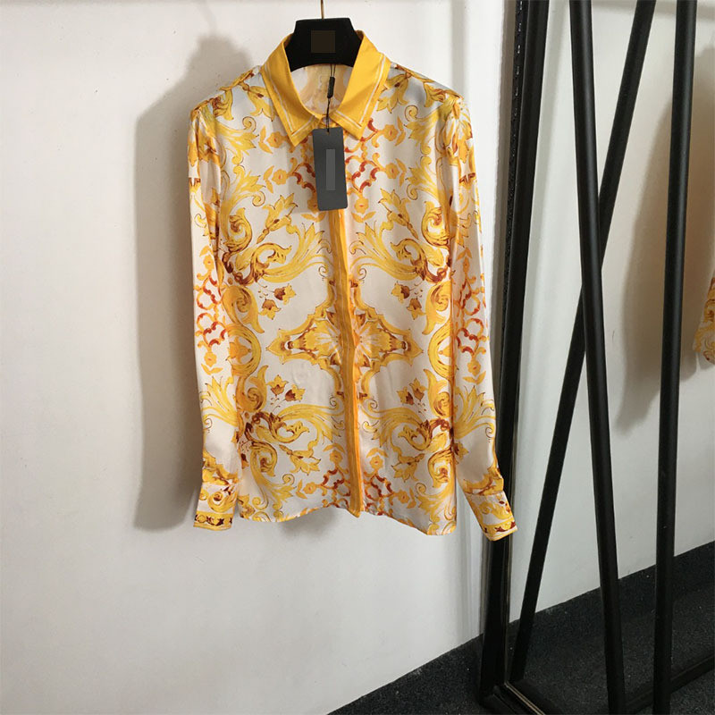 4DD3 DG 2025Summer Breathable Hot Selling New Fashion Retro Flower Print Long Sleeve Shirt