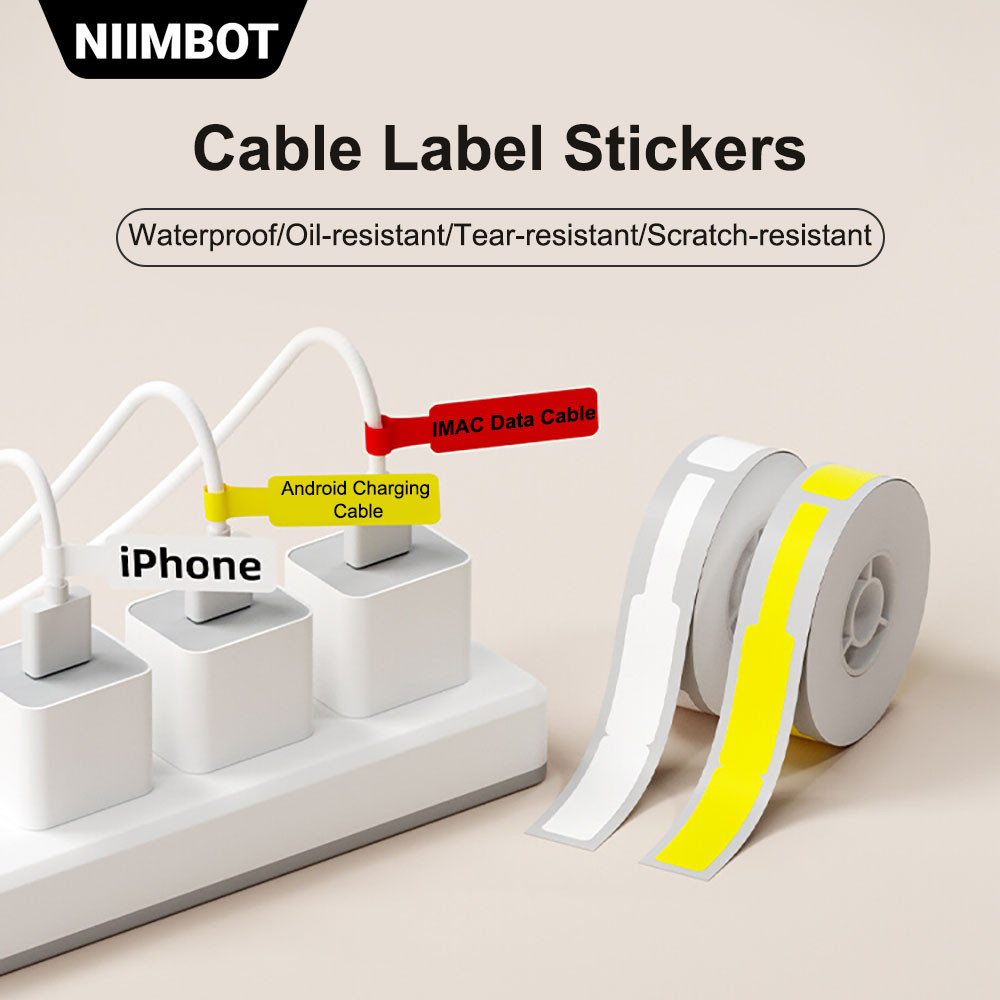NIIMBOT Cable Label D11/D110/D101 Paper Data Line Identification Fiber Wire Tags Labels Organizer