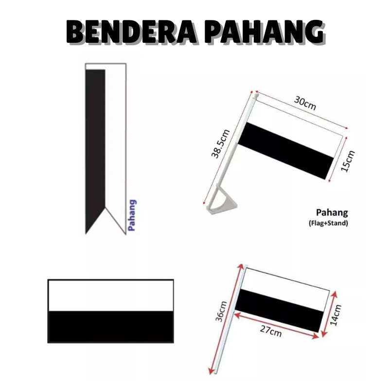 SalesWithJoyBendera Pahang Hand Flag / Spring Flag / Car Flag / Bunting Bunch Flag Pahang / 2x4ft 3x