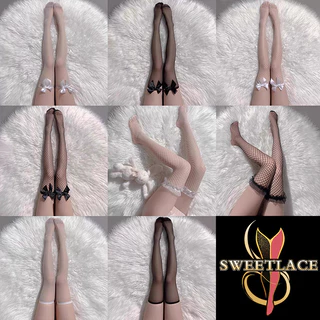 💞SweetLace💞ถุงน่องลูกไม้ตาข่ายเซ็กซี่🧦พร้อมส่งที่ไทย ตกแต่งด้วยโบว์ ยืดหยุ่น มีให้เลือกหลายสไตล์ สาวอวบใส่ได้👍