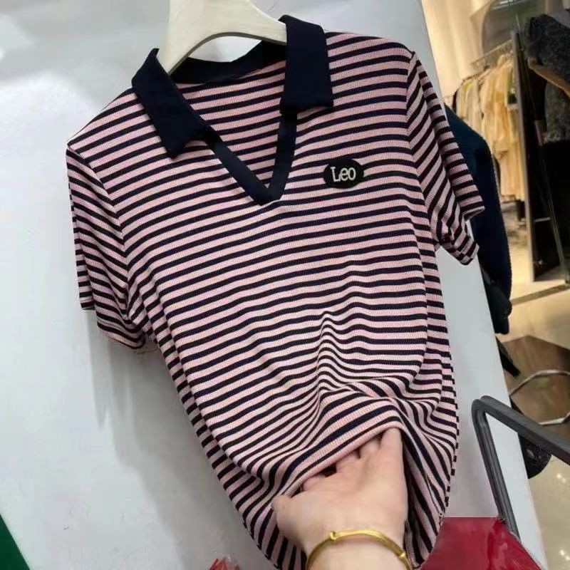 เสื้อโปโลคอปกสำหรับผู้หญิง แขนครึ่ง สไตล์บางพอดีตัว หลากสี เหมาะสำหรับฤดูร้อน - รูปที่ 2