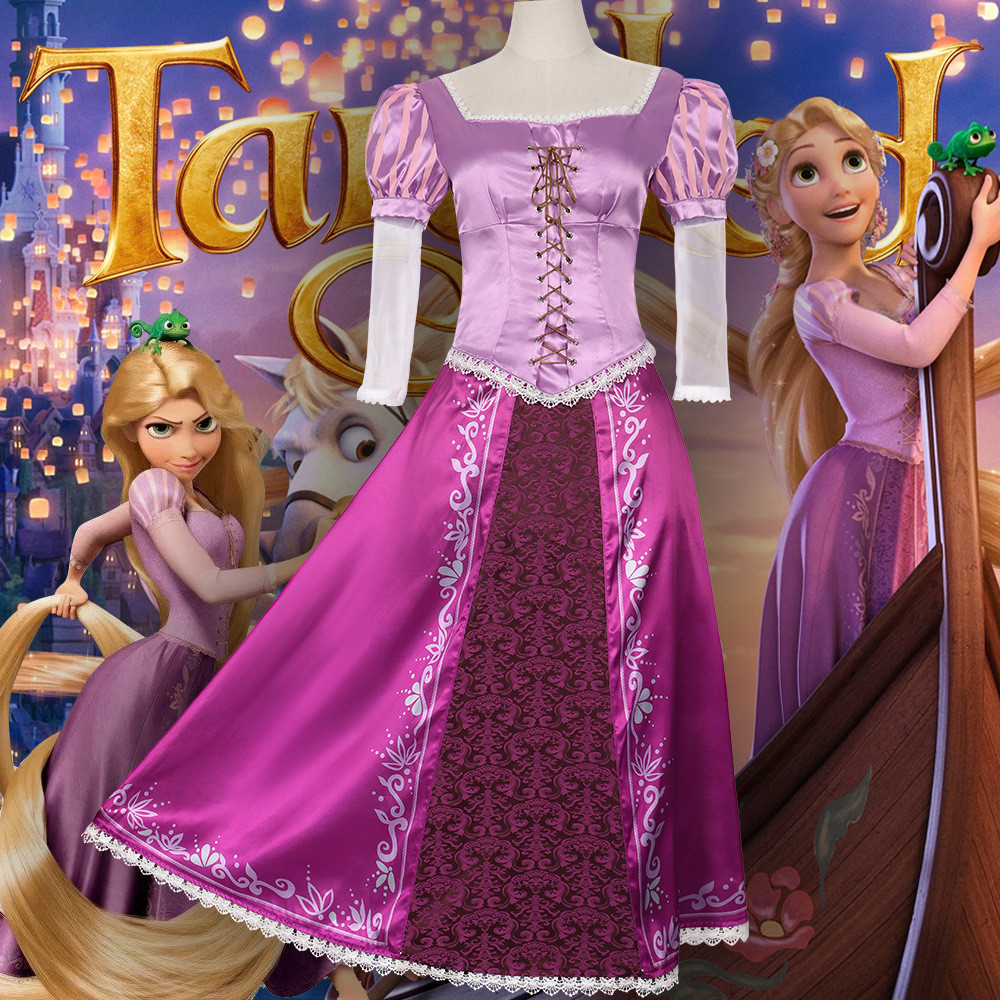 ชุดเจ้าหญิง Rapunzel Le Pei ชุดฮาโลวีนสีม่วงยาว สำหรับคอสเพลย์และงานเล่นสงกรานต์