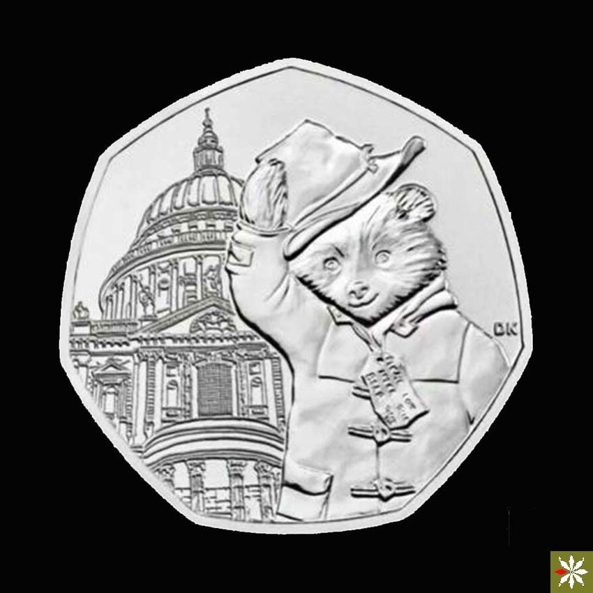 60456 สหราชอาณาจักร 2019 50 เพนซ์ พาลาดิน หมีเหรียญที่ระลึกในเซนต์ พอลโลคริสตจักร60456สหราชอาณาจักร2