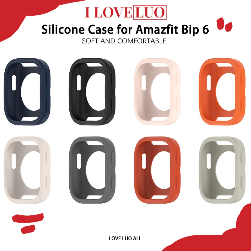 กรณีซิลิโคนยาง for Amazfit Bip 6 ป้องกันการกระแทกกีฬาอ่อนนุ่มทนต่อการแตกหน้าจอปกป้องกันชนกรอบเชลล์อุปกรณ์เสริม