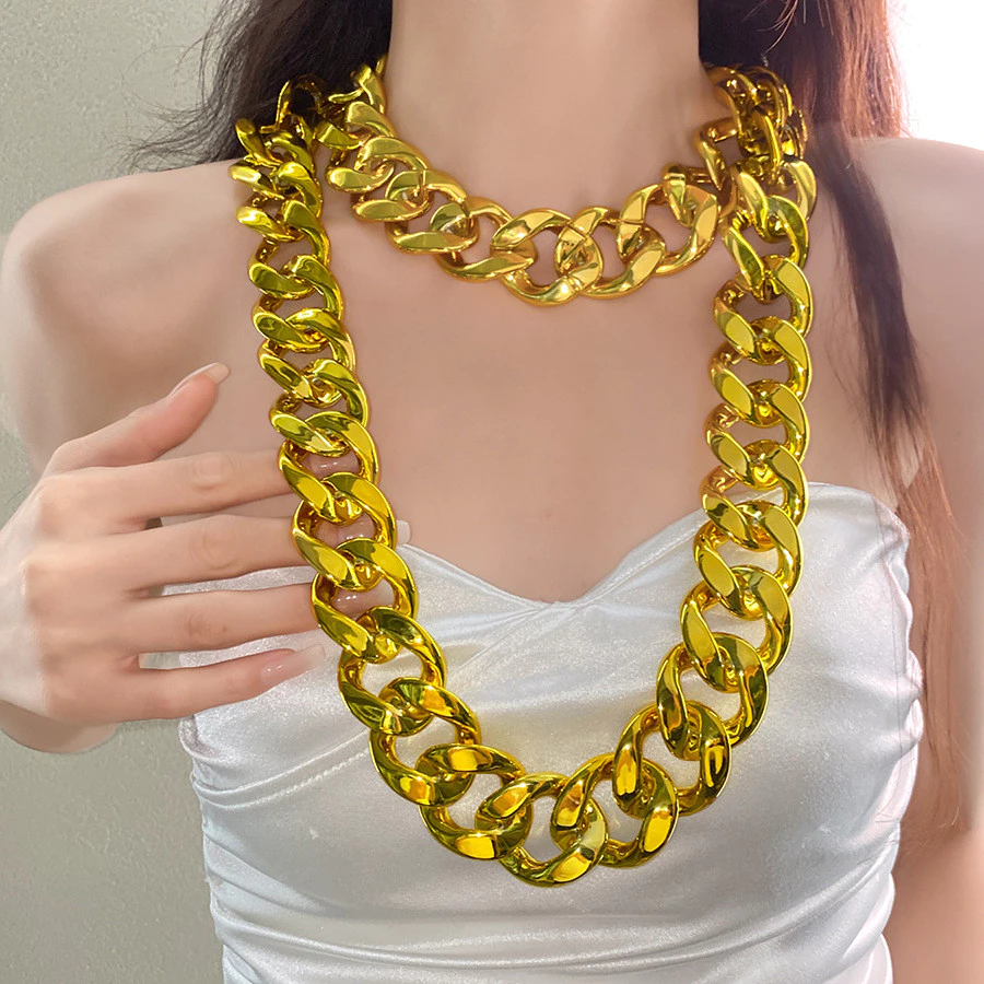Punk สไตล์ทอง Bold สร้อยคอ Unisex Collarbone Chain Hip Hop Gothic Streetwear เครื่องประดับของขวัญ