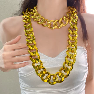 Punk สไตล์ทอง Bold สร้อยคอ Unisex Collarbone Chain Hip Hop Gothic Streetwear เครื่องประดับของขวัญ