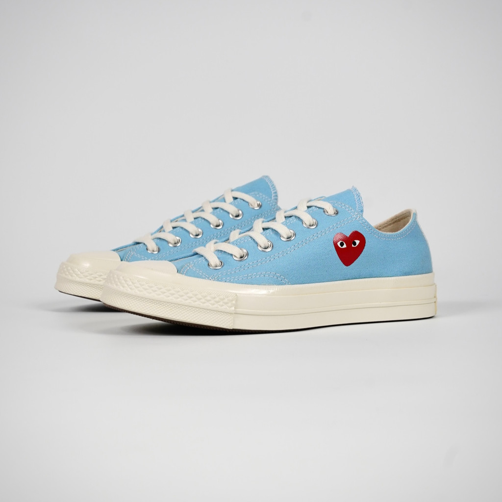CDG x Converse สีใหม่ CDG PLAY x Converse Chuck Taylor All Star 70 รองเท้าสเก็ตบอร์ดรองเท้าผ้าใบสีน้