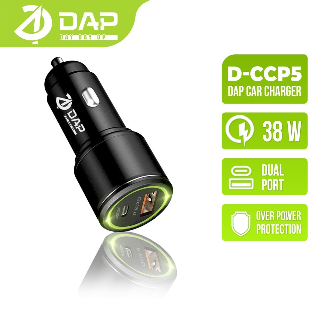DAP Era Car FastCharger PD 38W QC3.0A Dual Port USB และ Type C ชาร์จเร็ว 12-36V แรงดันไฟฟ้ากว้าง CCD