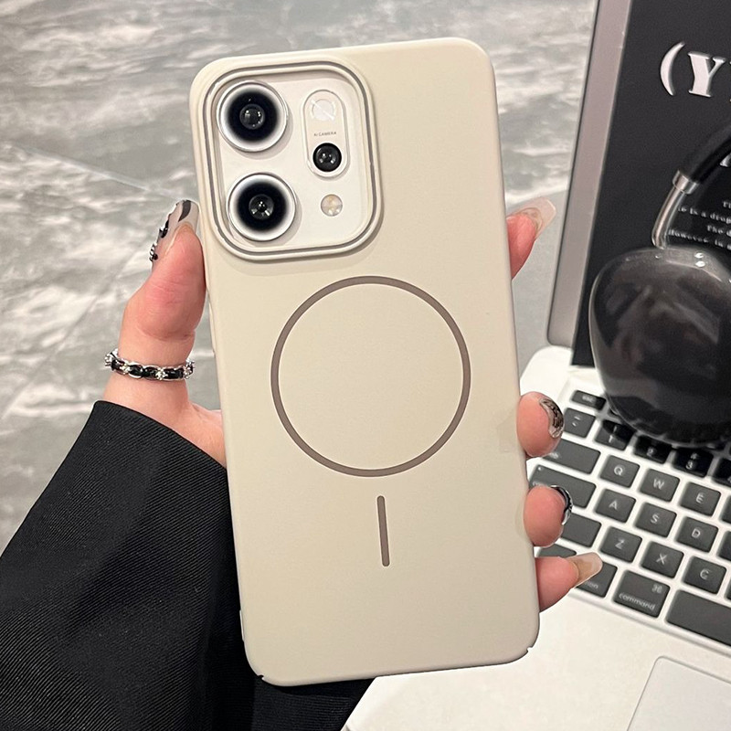 OPPO Reno 14F 13F 12F Reno 14 13 12 11 Pro เคสโทรศัพท์แม่เหล็กเคลือบด้านบางพิเศษสีทึบกันกระแทกปกแข็งซิลิโคน