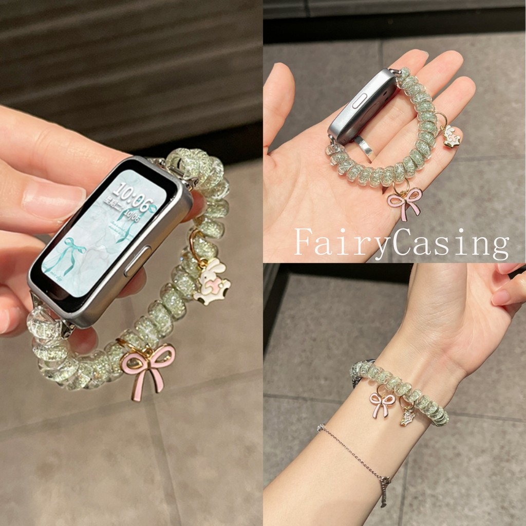 Glitter สายรัดยืดหยุ่นสําหรับ Huawei Band 11 Pro 8 9 10 อุปกรณ์เสริมสายรัดข้อมือสร้อยข้อมือสําหรับ Huawei Band Fit 3 4pro 2 Band