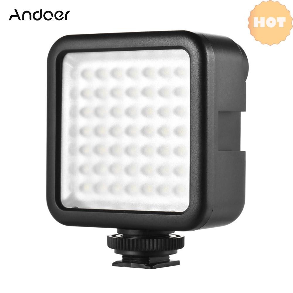 [2025 ใหม่] Andoer W49 Mini Interlock กล้องแผง LED หรี่แสงได้กล้องวิดีโอแสงพร้อมอะแดปเตอร์เมาท์รองเท