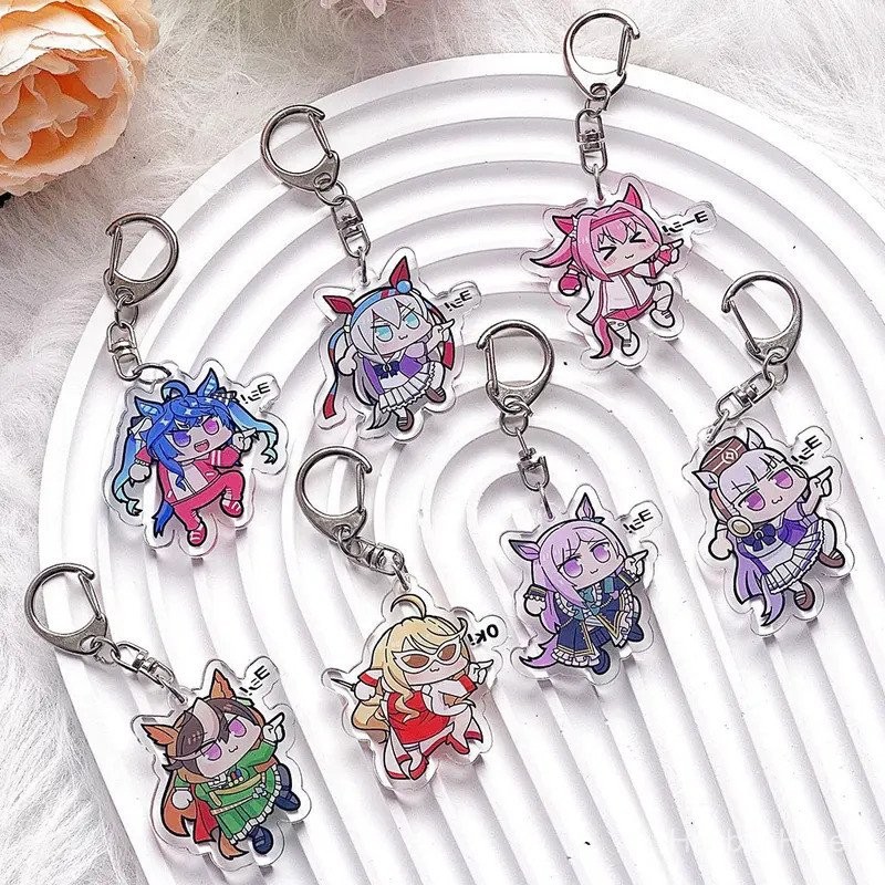 อะนิเมะ Uma Musume สวย Derby ตลกอะคริลิคพวงกุญแจกระเป๋า Charm น่ารักการ์ตูนกระเป๋าเป้สะพายหลังจี้พวงกุญแจ Creative Friends ของขวัญ