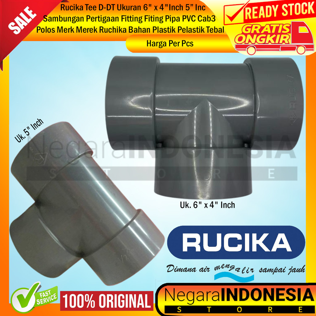 Rucika ขนาด 6 "x 4" นิ้ว 5 ชิ้น Five Inc In นิ้ว Tee D-DT การเชื่อมต่อสาม FITTING ท่อ PVC FITTING 3 