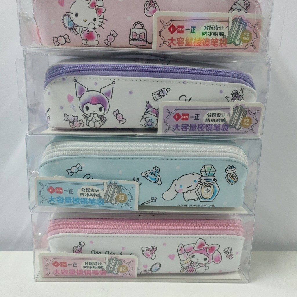 Yisho Sanrio KUROMI MELODY ปากกาขนาดใหญ่ความจุนักเรียนปากกากระเป๋าเครื่องเขียน Organizer กันน้ําสกปรกทนกระเป๋า