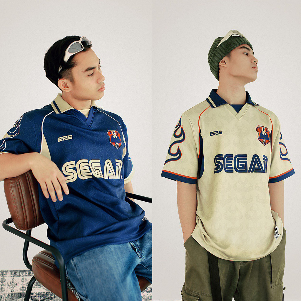 EFS Parody Edition T-Shirt ดีไซน์คอขึ้นยุคเก่า สีน้ำเงิน/น้ำตาล ขนาดใหญ่สำหรับทุกคน ชายและหญิง